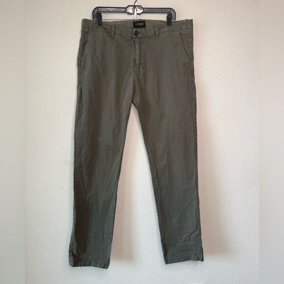 Scotch & Soda Stuart Men’s Chino Pants 36x32 Slim Fit Stretch Cotton Olive Green - Picture 1 of 8